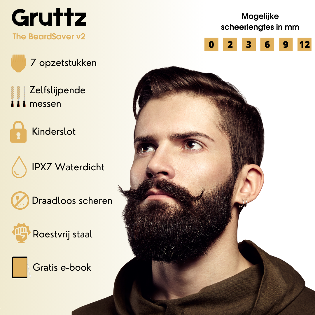 7-in-1 Baardtrimmer v2 | Multifunctionele baardtrimmer voor baard, neus en oren