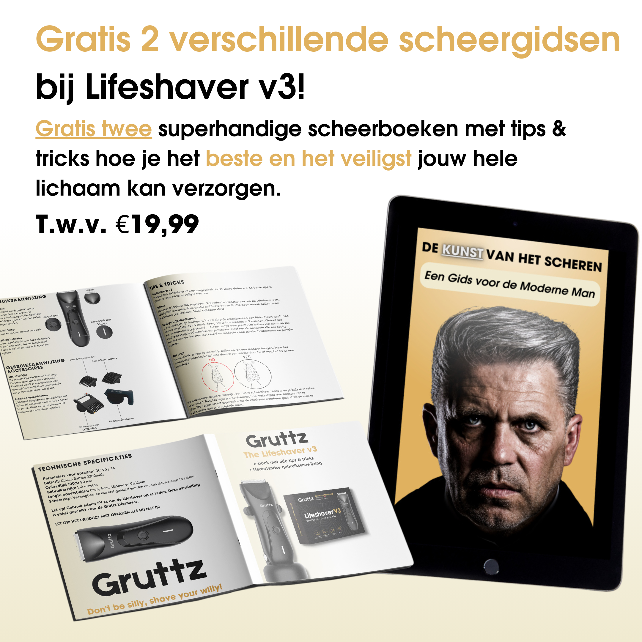 Gruttz Bodygroomer Mannen - Lifeshaver v3 - Bodytrimmer