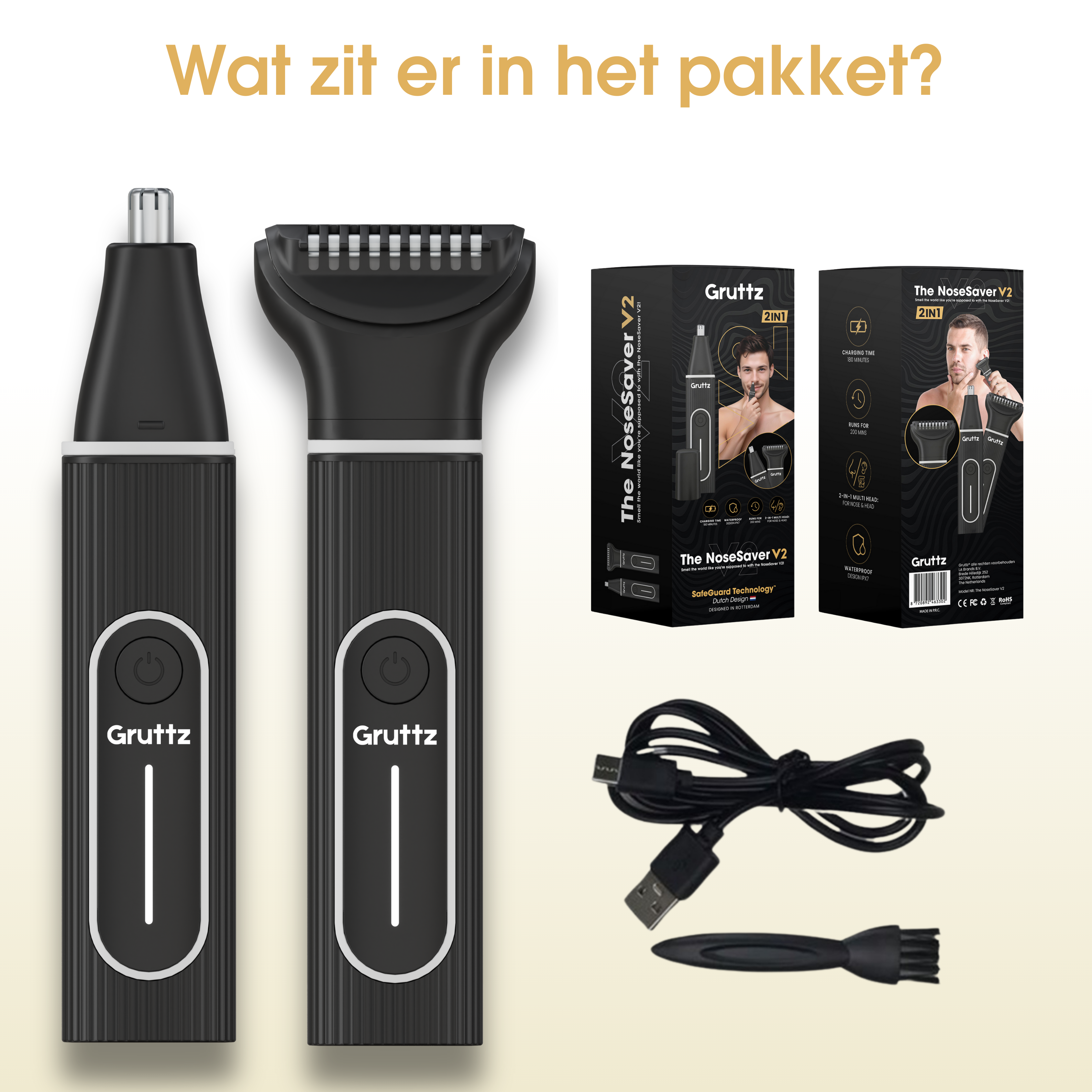 Gruttz Neustrimmer v2 - Neus-, baard- en lichaamstrimmer(tje)